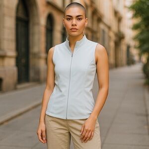 Greg Norman White‎ Ribbed Sleeveless Outerwear Vest Golf Sports Outdoor Medium